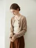 Novo cardigã de cashmere feminino para outono e inverno, gola redonda, jaqueta de tricô de abotoamento simples, suéter de cashmere solto, macio e leve