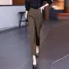 Calça pantalona plissada personalizada feminina cintura alta outono nove pontos cenoura visual slim bom caimento para mulheres petites para o trabalho