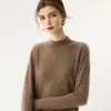 Capa base de punto de cachemira versátil para mujer, color liso de moda, nuevo estilo otoño/invierno, cuello semialto, engrosada y diseño simple