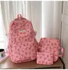 Nuevo Set de Mochila Escolar Impresa de Tres Piezas con Lazo para Estudiantes de Secundaria, Mochila Popular Ligera y Elegante