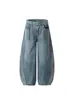 Jeans Vintage Lavado Patchwork Retrô Americano para Homens e Mulheres, Novo Estilo 2025, Calça Reta Solta de Perna Larga Comprimento Total