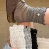 Calcetines Holgados Transpirables de Algodón para Primavera y Verano, con Botones, Plisados tipo Burbuja, Estilo Ballet, Dulces, Color Sólido, Versátiles, para Niñas, Calcetines Lolita