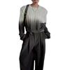 Suéter Corto de Diseño Tie-Dye Degradado con Trenzado para Mujer Otoño e Invierno Nuevo Retro Estilo Holgado Perezoso Top Tejido