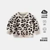 Cárdigan para Niña Ropa Exterior Suéter de Punto Moda Estampado de Leopardo Ropa Exterior para Niña Pequeña Ropa Exterior para Bebé Nueva Tendencia Primavera y Otoño 2025