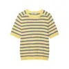 Camiseta de punto a rayas de manga corta informal a la moda europea y americana, superventas en AliExpress