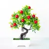Flor artificial de alta calidad, planta artificial, árbol frutal, bonsái pequeño, fruta abundante, decoración del hogar, adornos para plantas en maceta
