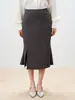 Shengdu26 Otoño Nuevo Diseño Gris Falda Cola de Pescado Cintura Alta Adelgazante Longitud Media Oficina Abertura Bodycon Falda