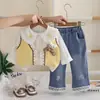 Conjunto de Ropa de Otoño para Niñas Modelo 2026 Ropa de Primavera y Otoño para Bebés y Niñas Pequeñas, Elegante Conjunto de Tres Piezas de Suéter y Chaleco Venta al por Mayor