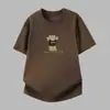 Camiseta Masculina de Algodão Puro para o Verão Manga Curta Gola Redonda com Estampa de Urso Marca Tendência Modelagem Solta Camiseta de Algodão de Manga Meia