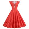 Suministro del Fabricante 2023 Elegante Nuevo Vestido de Manga de Encaje Retro con Estampado de Lunares Look Adelgazante Dobladillo Grande