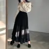 Estilo Chic Coreano 2026 Primavera y Otoño Versátil Plisado de Doble Capa Longitud Media Chifón Dobladillo Amplio Falda