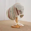 Chapéu de Balde de Aba Larga de Verão para Mulheres Listras Texturizadas Afina o Rosto Versátil Proteção Solar com Cobertura Facial Chapéu de Balde Chapéu de Pescador