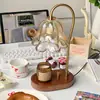 Lámpara de cera aromática retro de lirio del valle, lámpara de mesa decorativa de ambiente sin llama, lámpara de calefacción aromática, lámpara de mesa para dormitorio