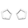 S925 Brincos de Prata Esterlina Japonês Estilo Coreano Estilo Simples Geométrico Pentagonal Brincos Curtos Brincos Brincos Personalidade Temperamento