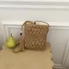 Bolsa de Palha Estilo Boho Retrô Francês, Bolsa de Ombro de Palha Cor Sólida Personalizada para Férias na Praia e Passeios na Praia
