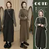 Conjunto de Maternidad Otoño Invierno Nuevo Rayas Capa Interior Chaleco de Pana Falda Larga Conjunto de Dos Piezas OOTD de Mamá Ropa Exterior para Cubrir la Barriga