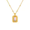 Moda Titanio Acero Diamante Corazón Cuadrado Collar Mujeres Estilo Coreano Ins Mariposa Dorada Ojo de Gato Colgante Accesorios