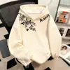 Moletom com Capuz Estampado Estilo Mori da Marca Americana Trendy para Homens e Mulheres Outono Inverno Solto Tamanho Grande Forrado com Fleece Versátil Top de Casal Roupa Externa