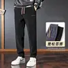 Pantalones Casuales Marca de Moda Cintura Elástica Holgada Sin Imanes Sin Planchar Pierna Recta Ropa de Oficina Trabajo para Hombre Pantalones de Pana Primavera y Otoño