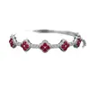 Pulsera de Rubí Natural Transfronteriza para Mujer, Accesorio de Nicho de Alta Gama, Joyería de Plata 925, Joyería de Lujo 3*3, Venta Directa de Fábrica