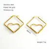 Pendientes Europeos y Americanos Exagerados en Forma de Corazón de Acero de Titanio, Clavillos Elegantes y Versátiles, Pendientes Geométricos de Alta Gama Femeninos al por Mayor