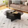 Mesa de Centro Moderna Simple de Vidrio Templado Sala de Estar Apartamento Pequeño Redonda Cuadrada Multicolor Balcón Mesa Pequeña de Café Habitación de Alquiler Mesa Pequeña de Café