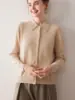 Cárdigan de Cachemir para Mujer 100% Cachemir Puro Cuello Polo Chaqueta de Manga Larga Nuevo Estilo Otoño e Invierno Suéter Plano Cálido y Versátil