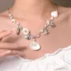 Estilo vacacional~collar de piedra natural y concha para mujer, cadena para la clavícula estilo vacación en la playa, diseño único, cadena para el cuello versátil