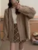 Cárdigan de punto suelto y casual estilo coreano, chaqueta suéter de punto trenzado liso para mujer, otoño/invierno 2026, estilo universitario