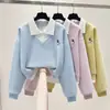 Vestido de Primavera 2025 Estilo Universitario Japonés Departamento Falso Dos Piezas Moda Cuello Polo Suéteres Estudiantes Estilo Extranjero Traje Tendencia