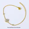 Pulsera Popular de Acero de Titanio 18K Circonita Trébol de Cuatro Hojas Transfronteriza de Amazon para Mujer, Lujo Accesible y Pulsera de Gama Alta que No se Desvanece