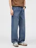 Ropa de Hombre Fengshe / 2026 Nuevos Jeans Lavados en Azul Desgastado Estilo Americano Modernos Holgados de Pierna Recta para Hombre