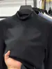 Camiseta térmica de cuello semialto para hombre, Otoño e Invierno, Nueva, Gruesa, Cepillada, Sudadera, Top interior bordado, Moderno