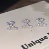 Brincos de Cruz Cravejados com Diamantes em Forma de Gota d'Água, Fecho de Rosca em Aço Titânio, Design de Nicho, Sensação de Luxo, Studs Exquisitos para Orelha para Mulheres