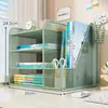 Estante de Almacenamiento de Escritorio Organizador de Mesa de Oficina Estante de Múltiples Niveles Arte de Hierro Estación de Trabajo Librero Pequeño Archivos Libros