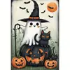 Bandeira de Jardim de Halloween Transfronteiriça com Estampa de Fantasma e Abóbora Festiva, Bandeira de Decoração de Quintal Impressa em Ambos os Lados, Personalizável