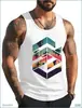 2026 Férias de Verão na Praia Transfronteiriça Novo Estilo Padrão de Palmeira Solto Estilo Casual Top Regata Masculino