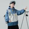 Jaqueta com Capuz Color Block Masculina para Primavera e Outono Roupa de Exterior à Prova de Vento e Quente para Crianças de Porte Médio e Grande Estilo Coreano Casual Jaqueta de Trekking Roupa de Outono