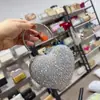 Bolsa Transversal Nova Estilo Europeu e Americano Corrente de Coração Pedras Strass Mini Bolsa de Acrílico Bolsa de Mão com Temperamento para Festa Noturna Bolsa de Maquiagem