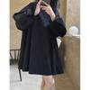 "Processamento personalizado" Vestido de boneca com mangas bufantes e gola redonda estilo coreano para primavera e verão, solto, justo, em linha A para mulheres