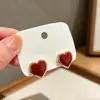 Pendientes Sencillos de Goteo de Aceite Color Vino Tinto, Pequeños Colgantes de Pendientes con Forma de Corazón Dulce Estilo Chanel para Mujer, Pendientes de Plata de Alta Gama Lujo Moda