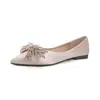Zapatos de Mujer Elegantes y Lujosos de Punta Fina y Tacón Bajo con Moño y Diseño de Fuegos Artificiales con Pedrería, sin Cierre, Talla Grande, Zapatos Planos Cómodos