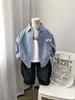 Camisas de cuello para niños y niñas, camisetas interiores de algodón puro para primavera y otoño, camisas de frente abierto con bolsillos, estampado a cuadros, disponibles en tallas mediana y grande, hechas a medida