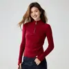 Nueva colección de otoño e invierno: suéter de cachemira tejido para mujer, corte ajustado, con media cremallera, una capa base simple y versátil