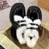 Zapatos Individuales Gruesos de Suela Gruesa Estilo Universitario Cálidos con Forro de Felpa, Zapatos de Algodón Peludos, Zapatos Mary Jane Populares Versión Coreana, Nuevo Invierno 2026