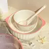 Tigela Ins Tigela Bow e Conjunto de Pratos Tigela de Arroz Tigela Cerâmica Doméstica Louça Tigela de Arroz de Alto Valor Prato Chapéu de Palha Popular