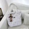 Bolso de hombro colorido de principios de primavera, bolso tote a cuadros, bolso de hombro con lazo, bolso versátil de gran capacidad, bolso de hombro dulce