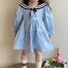Vestido de Niña para Primavera y Otoño, Elegante Vestido de Bebé, Marca de Moda Única para Niños, Estilo Academia Azul Marino, Vestido de Princesa Fresco y Moderno