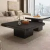 Pedra Sinterizada de Alto Padrão Italiana Combinação de Cores Principais Preto e Branco Sala de Estar de Apartamento Pequeno Mesa de Centro Quadrada e Redonda Ecológica Tamanho EO Combinação de Mesas de Centro Mesa de Centro