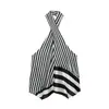 Ropa europea y americana para mujer transfronteriza, popular en AliExpress, top casual a rayas con cuello halter de moda + pantalones de pierna ancha con cintura elástica